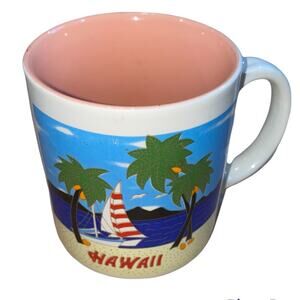 Vintage Hawaii Mug Hilo Hattie‎ Palm Tree Beach Coffee Cup Korea